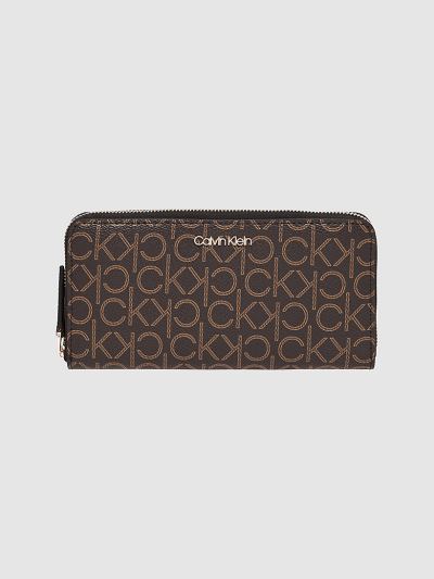 Calvin Klein Táskák & Kiegészítők HU135059 | Calvin Klein Large Logo Zip Around Női Pénztárca Barna